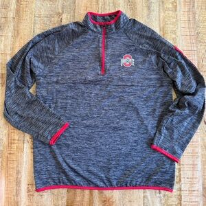 Ohio State Buckeyes Quarter Zip Pullover Mens Medium Gray Red Colosseum NCAA